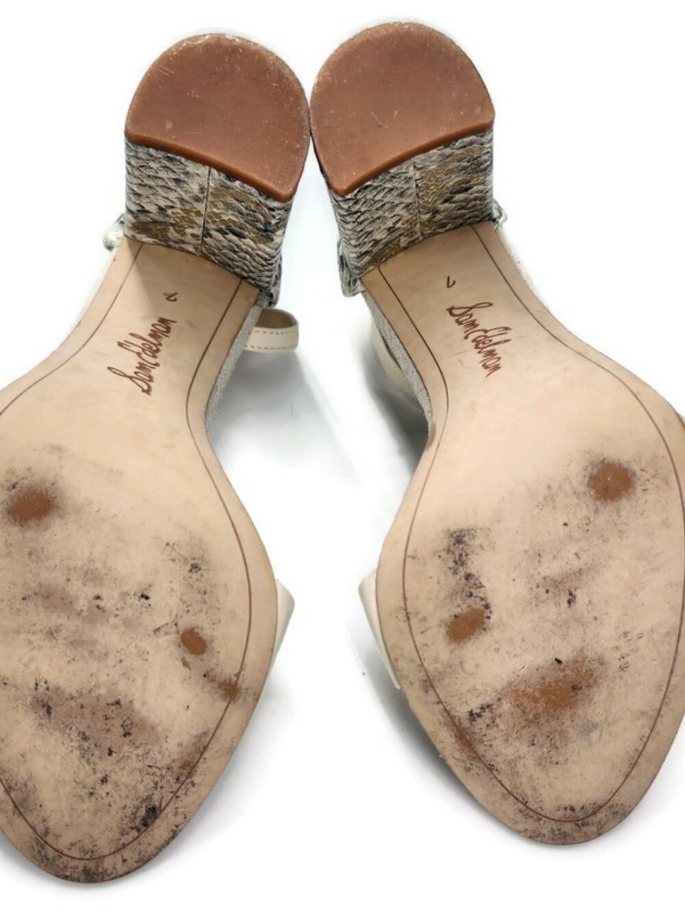 Sam Edelman Yaro Linen Black Grey Gold Shimmer Leather Snake High Heel Sandals - Picture 13 of 14